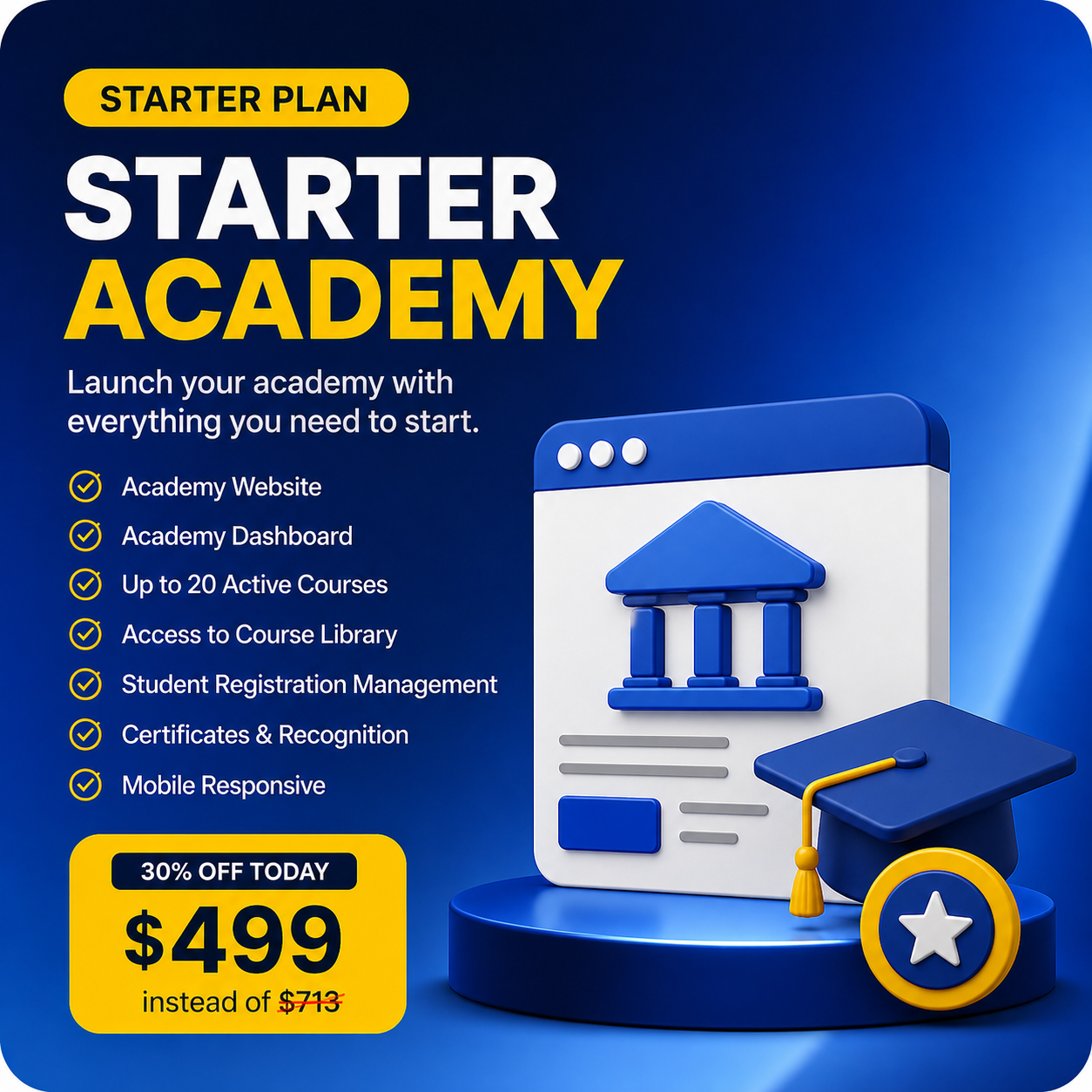 One-Time Setup Academy Creation | AcademySaaS™